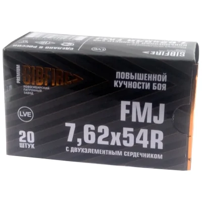 Patron 7,62h54R NPZ FMJ, Povyshennoj kuchn., 2el.serd. 9,9g tompak (153gr)